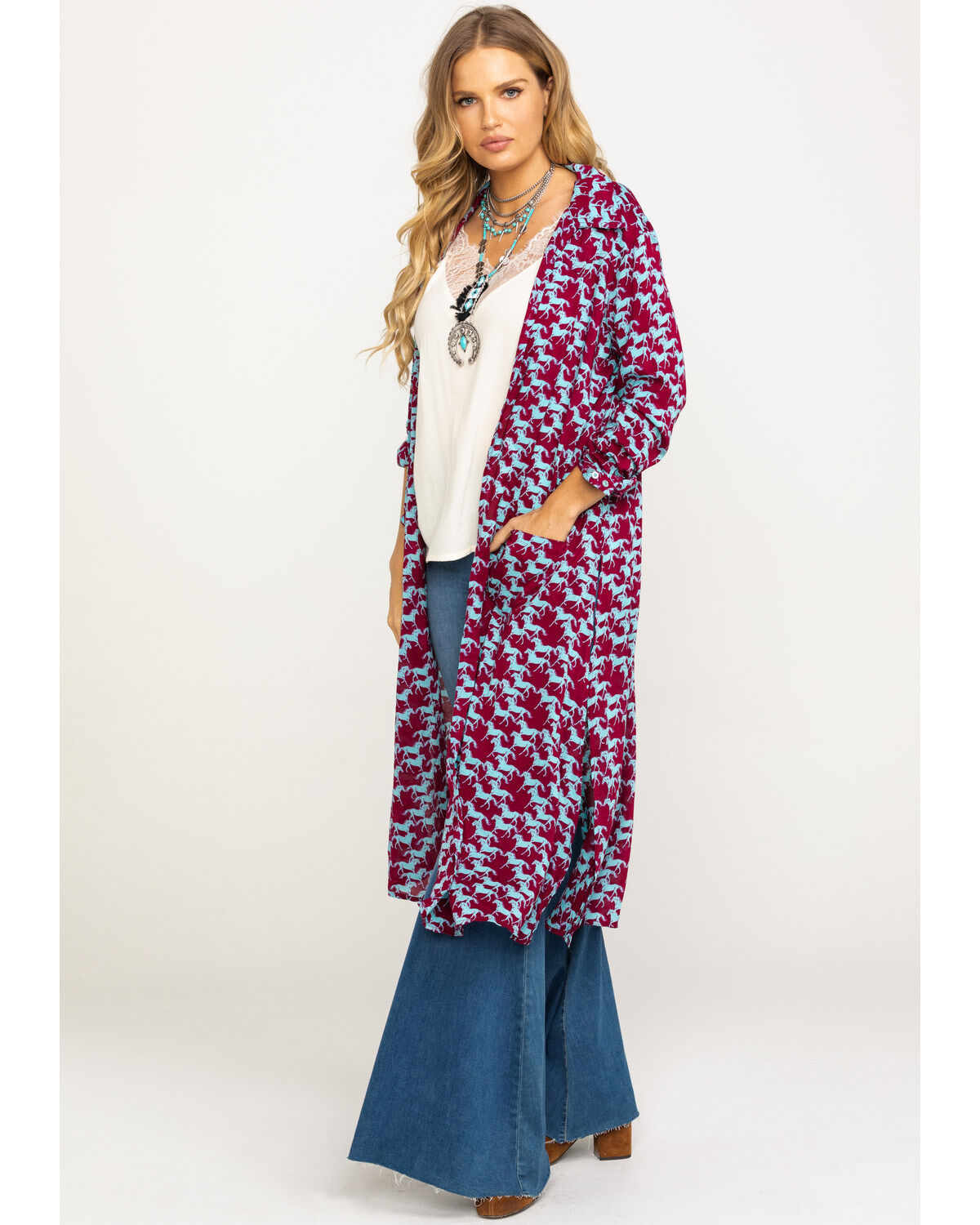 Image #1 - Roper Women's Stampede Print Kimono, , hi-res