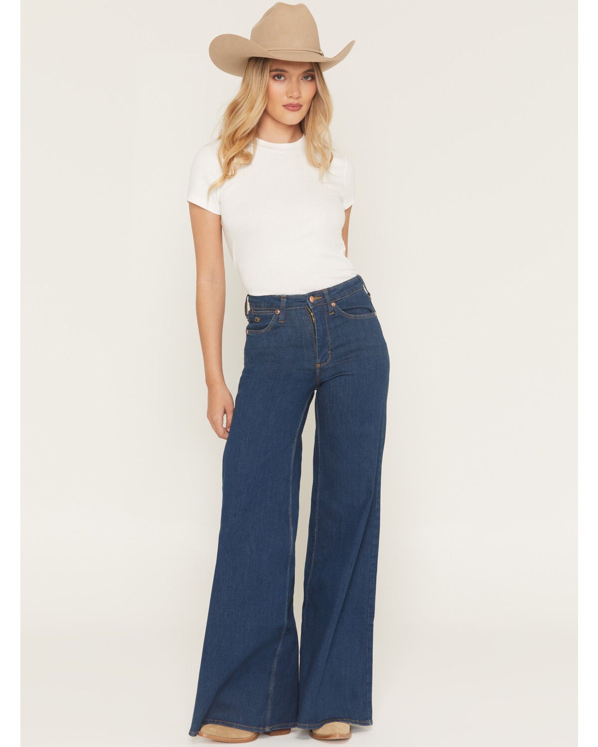 Image #1 - Wrangler X Lainey Wilson Women's Cheeky Wide Leg Stretch Denim Jeans, Blue, hi-res