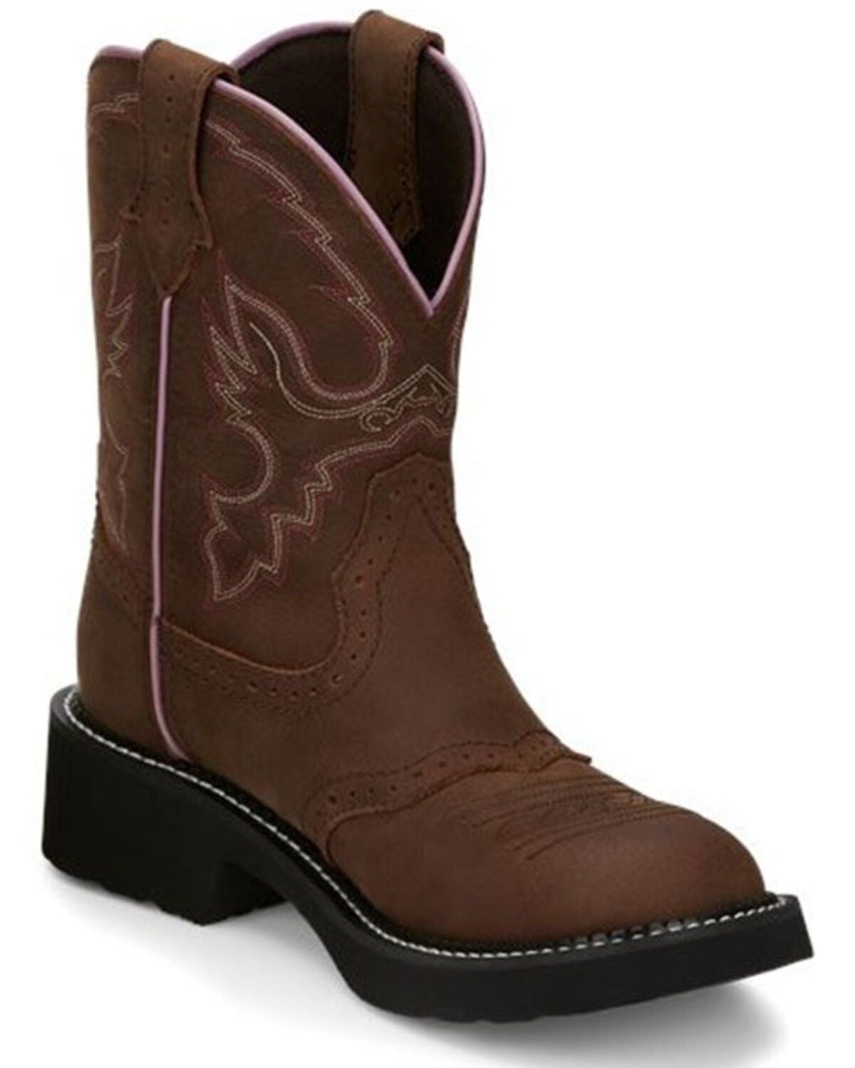 Justin Women's Gemma Western Boots - Round Toe, Distressed Brown, hi-res