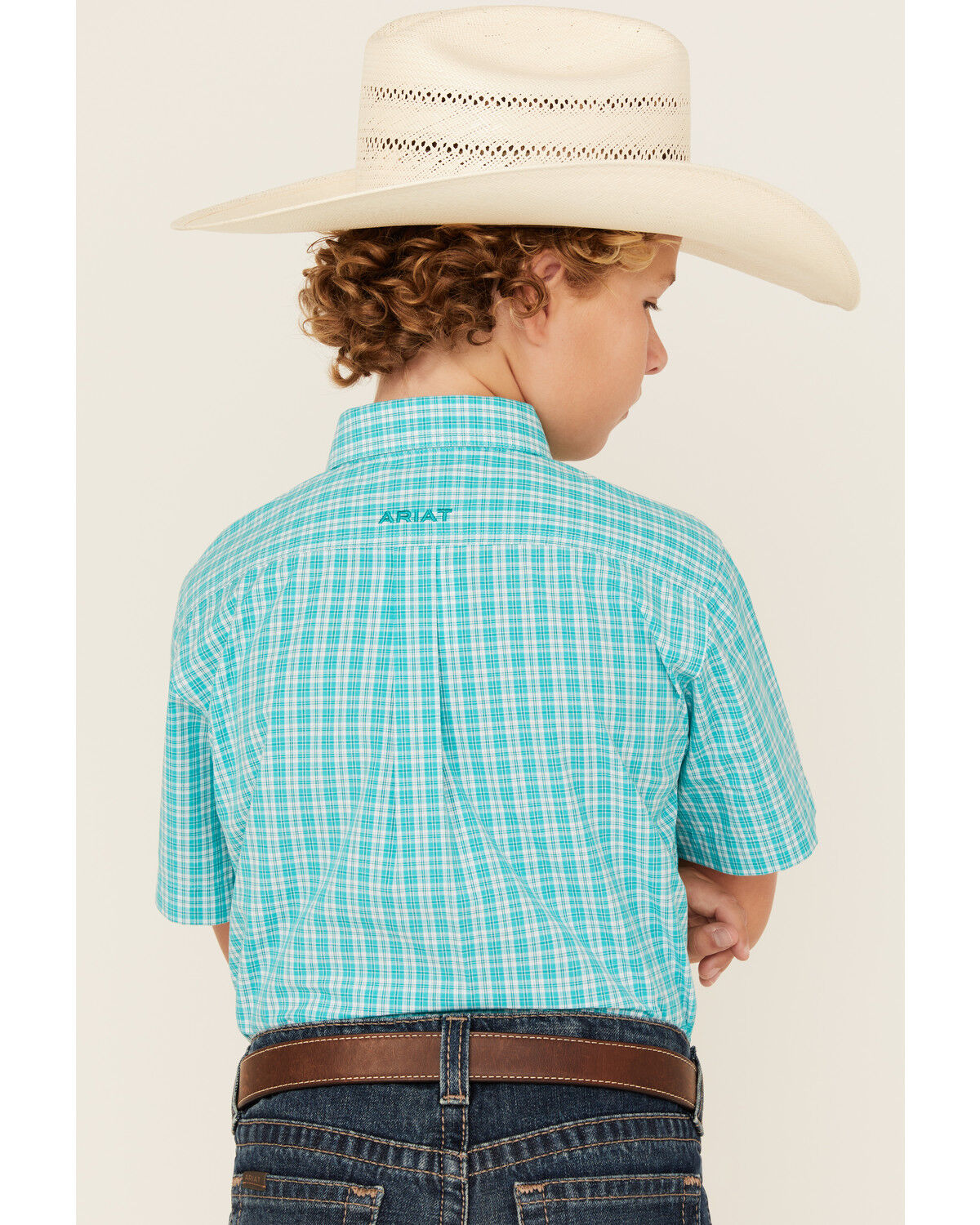 Image #4 - Ariat Boys' Pro Jensen Plaid Print Short Sleeve Button-Down Western Shirt, , hi-res