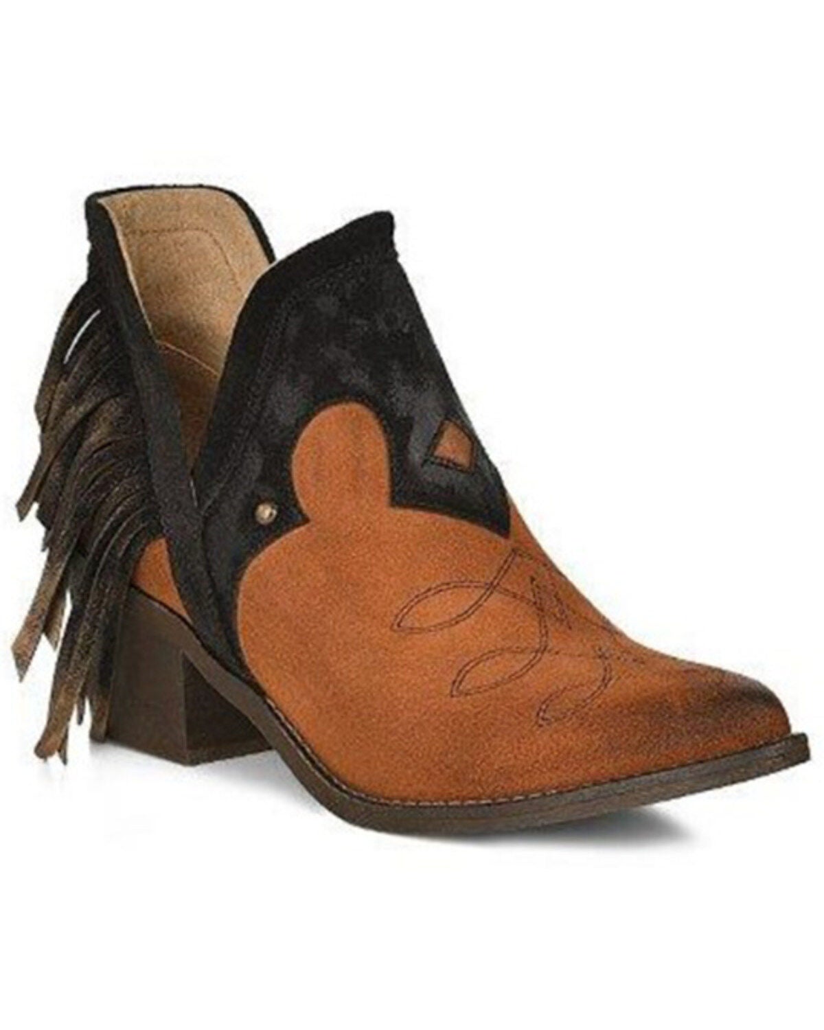 Circle G Women's LD Western Booties - Round Toe, Brown, hi-res
