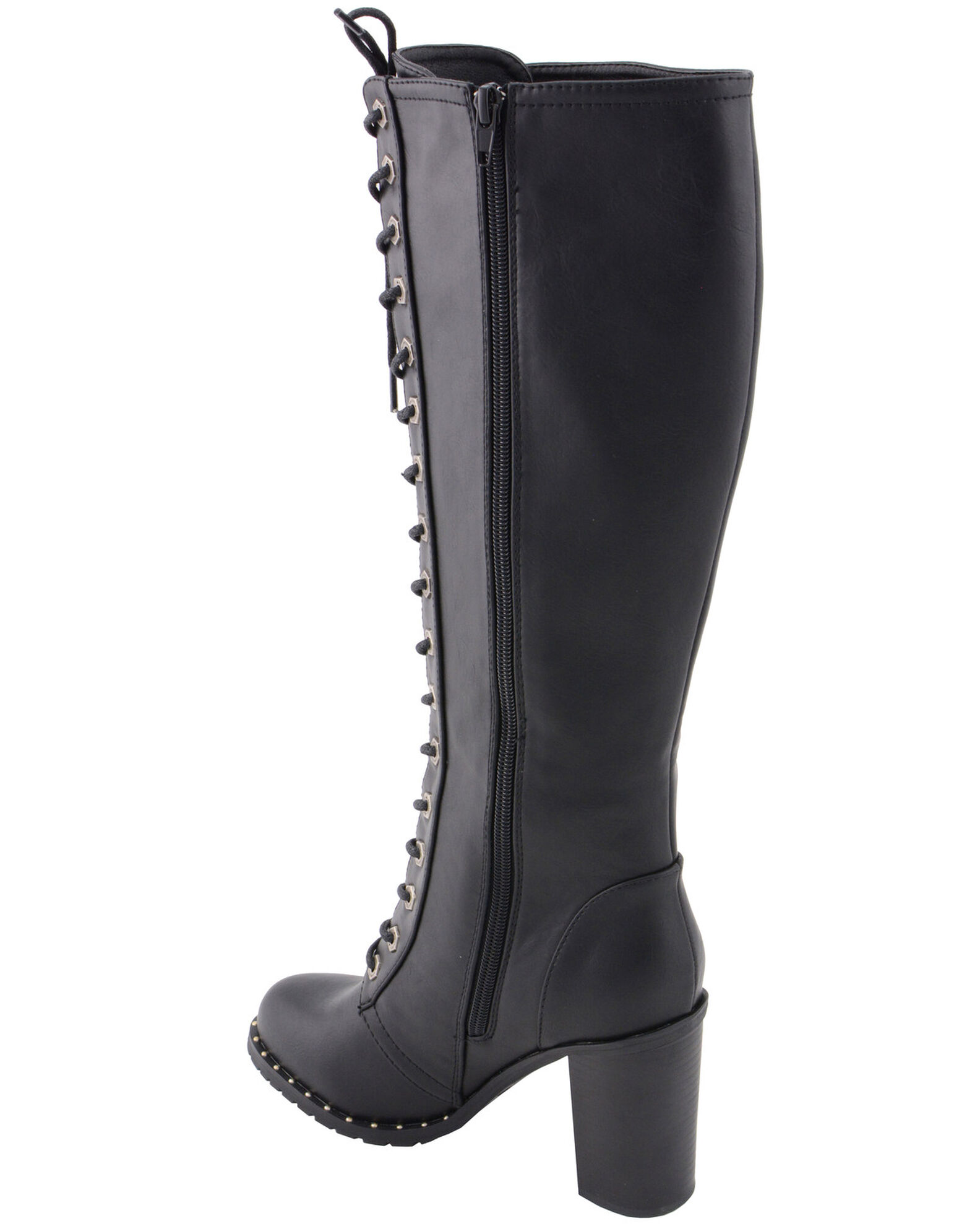Image #9 - Milwaukee Leather Women's Lace To Toe Boots - Round Toe, Black, hi-res