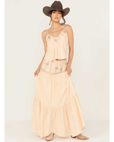 Free People Women's Crystal Cove Embellished Set - 2 Piece , Peach, hi-res