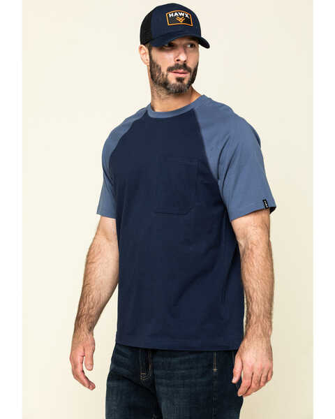 Image #3 - Hawx Men's Navy Midland Short Sleeve Baseball Work T-Shirt , Navy, hi-res