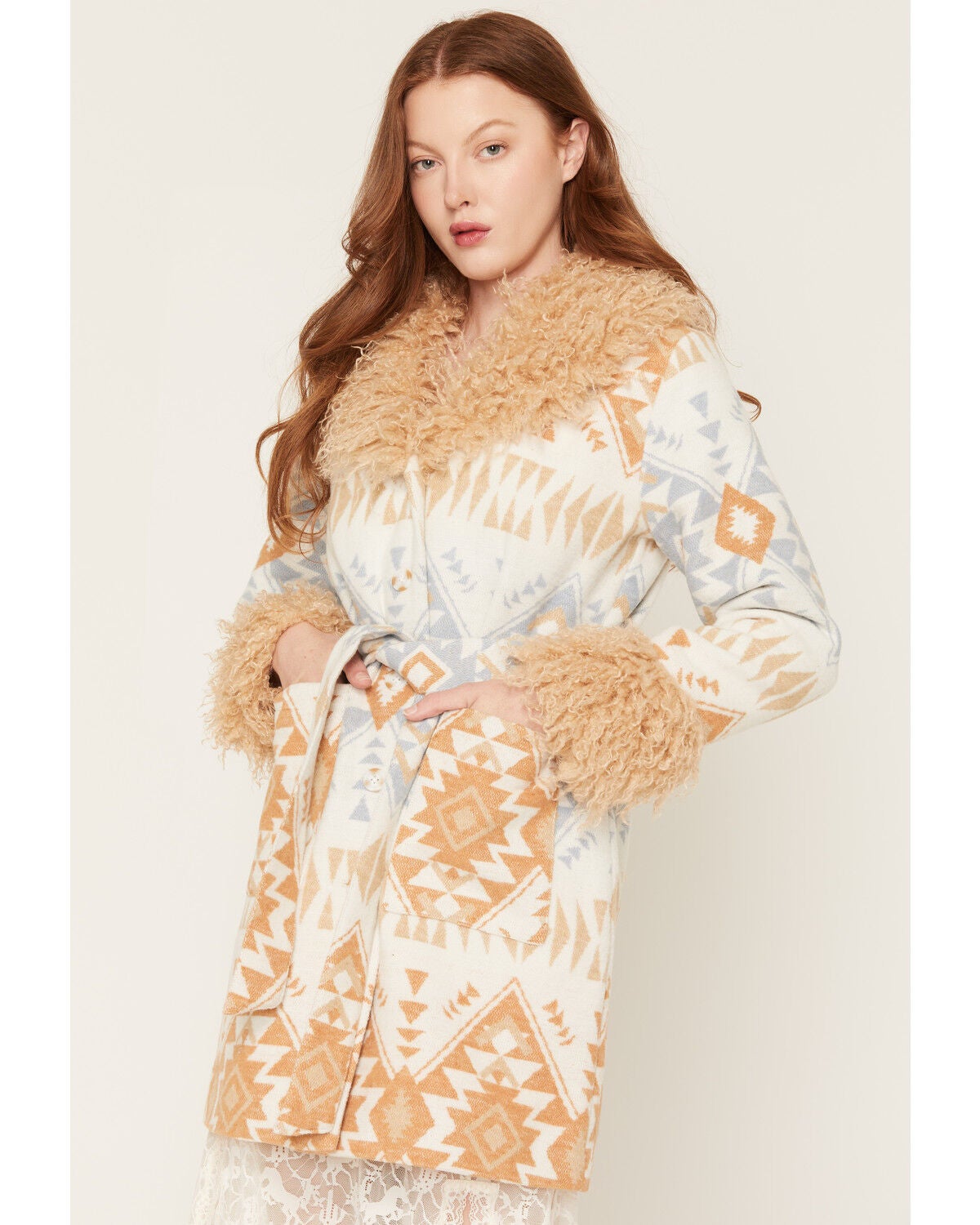 Idyllwind Women's Brunswick Southwestern Print Long Shacket, Bark, hi-res