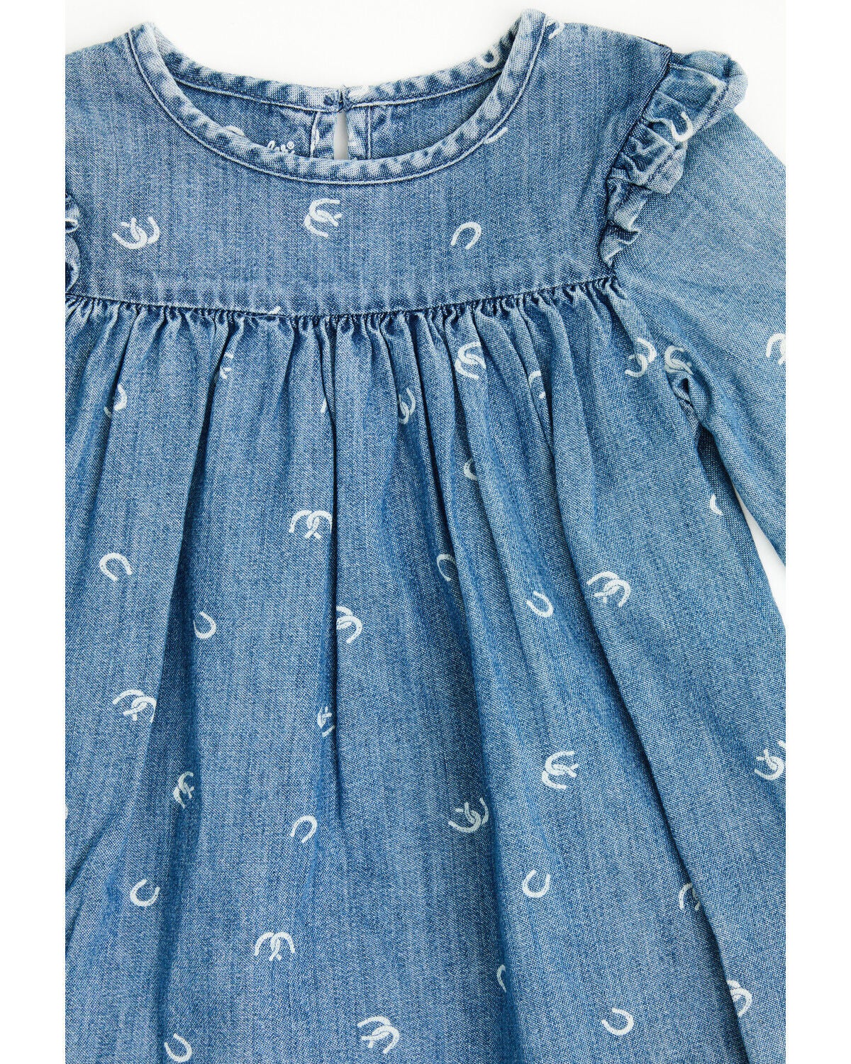 Image #3 - Wrangler Toddler Girls' Horseshoe Print Denim Dress Set - 2 Piece, Blue, hi-res