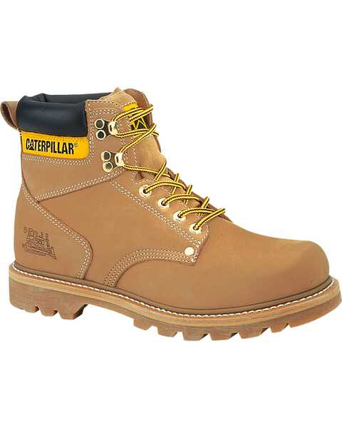 CAT Men's 6" Second Shift Lace-Up Work Boots - Round Toe, Honey, hi-res