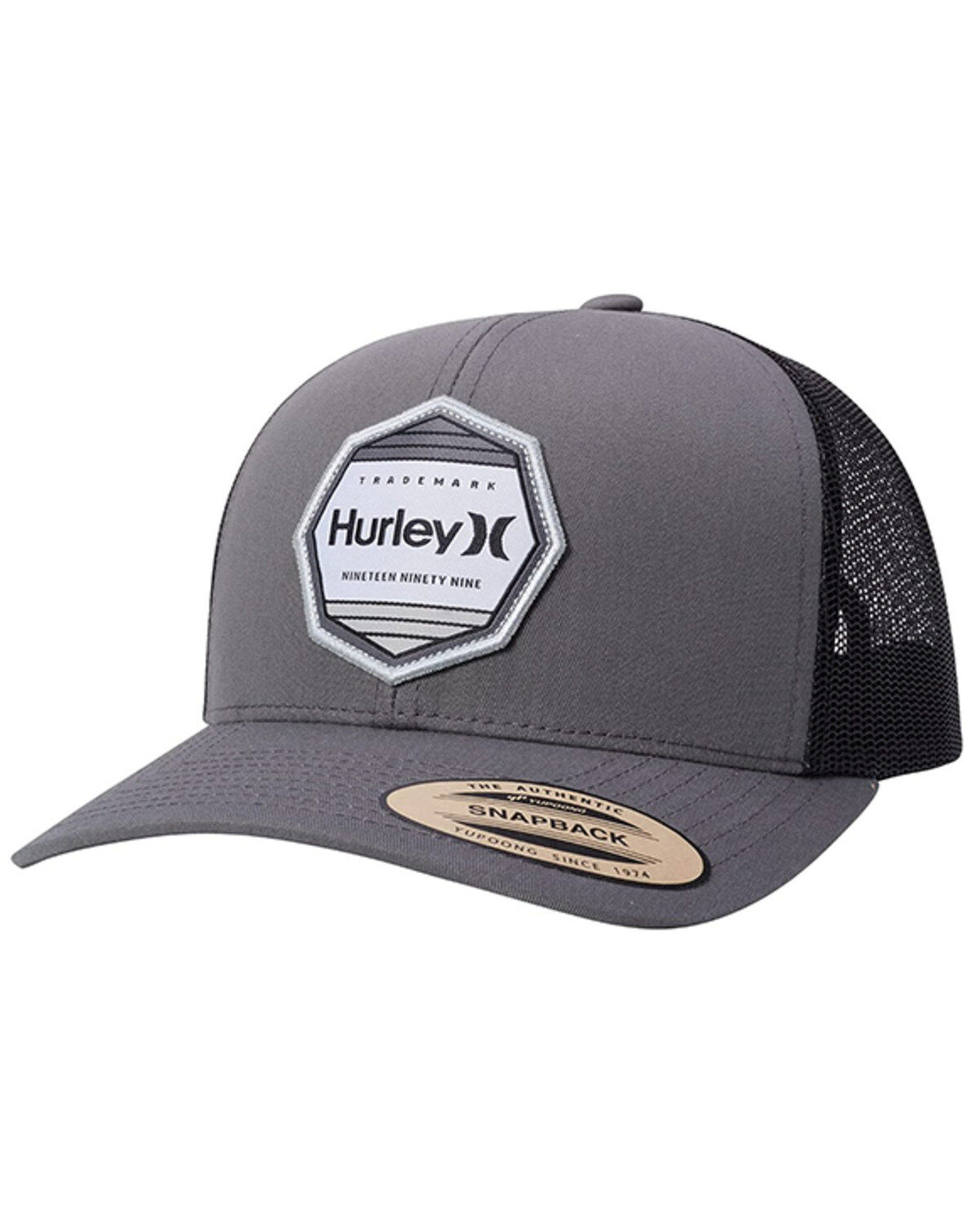 Image #1 - Hurley Men's Pacific Logo Patch Mesh Back Trucker Cap, Dark Grey, hi-res
