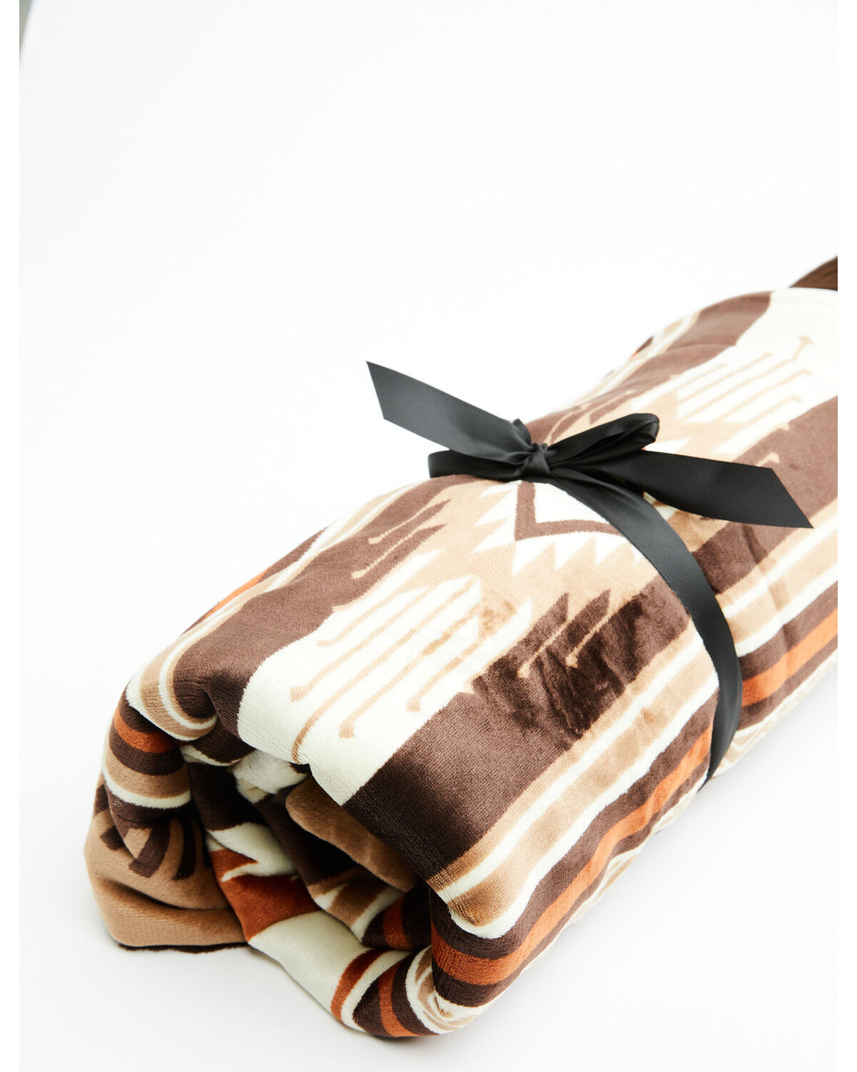Image #1 - Boot Barn Prescott Southwestern Print Faux Fur Blanket, Black, hi-res