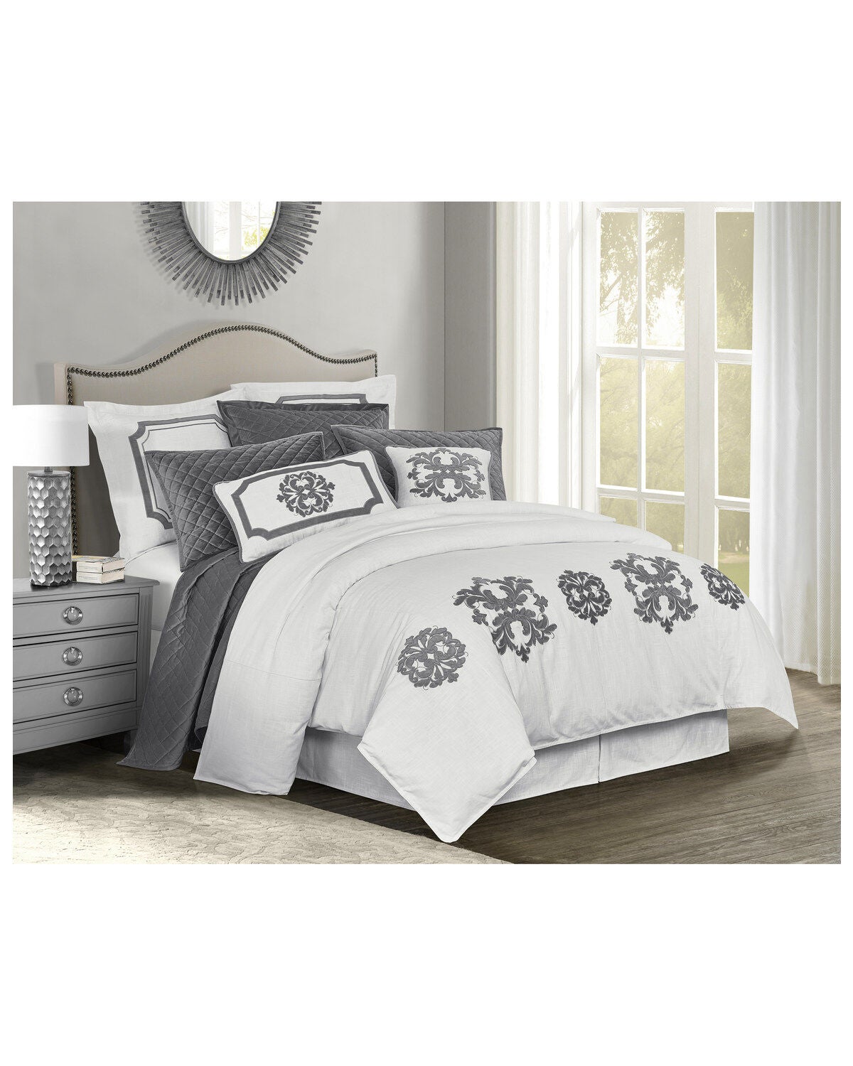 HiEnd Accents Madison Queen Size Linen Duvet, Grey, hi-res