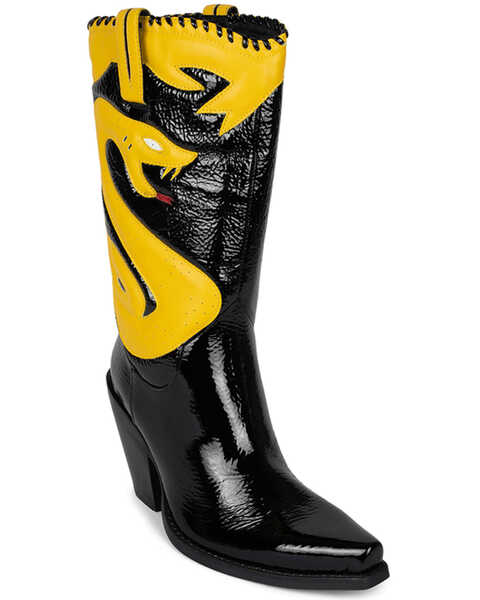 Jeffrey Campbell Women's Killer Cobra Synthetic Western Boots - Snip Toe , Black, hi-res