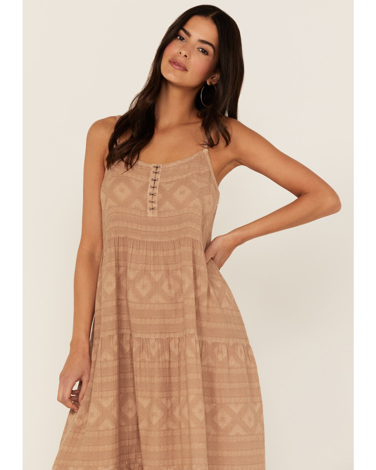 Image #2 - Cleo + Wolf Women's Tiered Midi Dress, Beige/khaki, hi-res