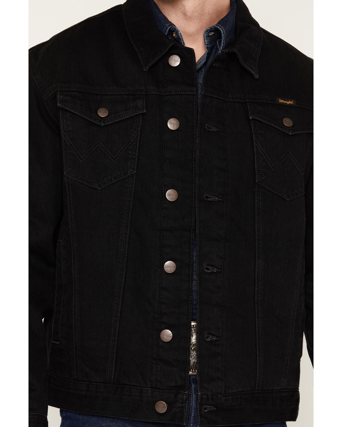 Image #3 - Wrangler Retro Men's Sherpa Lined Button-Down Denim Jacket, Black, hi-res