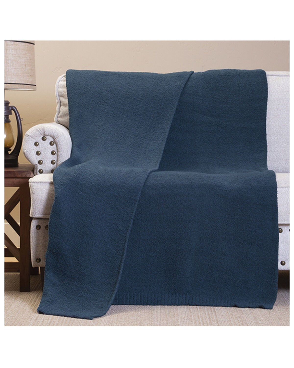 Image #1 - Carstens Home Indigo Skies Stretchy Throw Blanket, Blue, hi-res