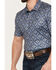 Panhandle Men's Southwestern Short Sleeve Snap Polo, Blue, hi-res