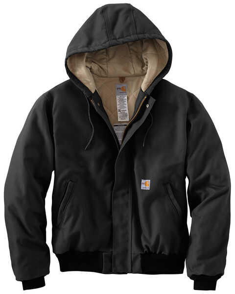 Carhartt Men's FR Duck Active Hooded Jacket - Big & Tall, Black, hi-res