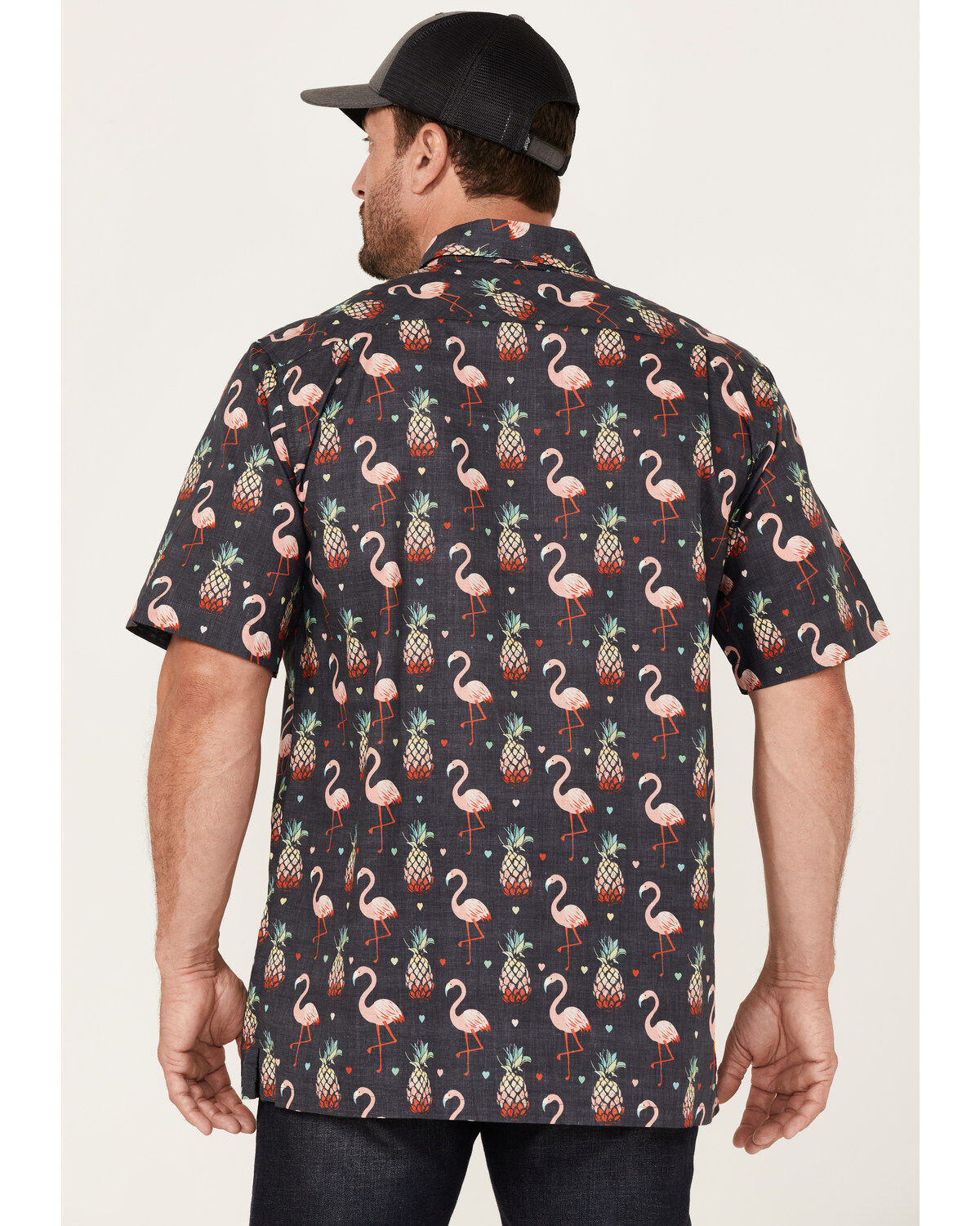 Image #4 - Scully Men's Pineapples & Flamingos Allover Print Short Sleeve Button Down Western Shirt, , hi-res