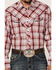 Image #3 - Roper Men's Plaid Print Embroidered Applique Long Sleeve Snap Western Shirt, Red, hi-res