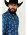 Image #2 - Ely Walker Men's Southwestern Print Long sleeve Pearl Snap Western Shirt, Indigo, hi-res