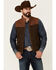 Image #1 - Scully Men's Vintage Brown Trimmed Leather Zip-Front Vest, Brown, hi-res