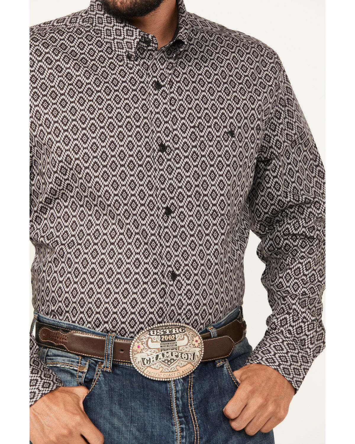 Image #3 - RANK 45® Men's Alton Southwestern Print Long Sleeve Button-Down Shirt, Black, hi-res