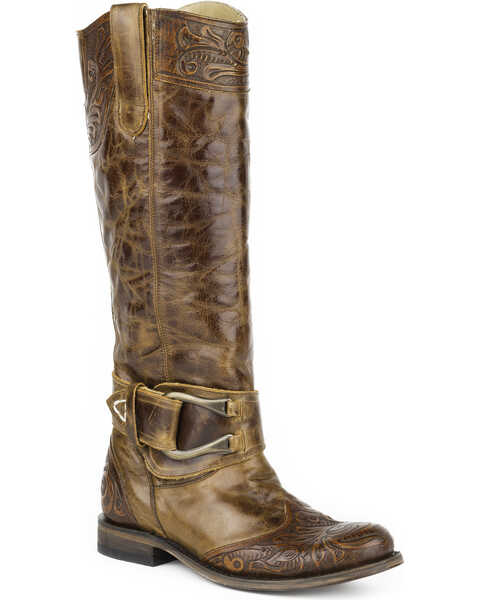 Stetson Women's Tan Paisley Western Boots - Round Toe , Tan, hi-res