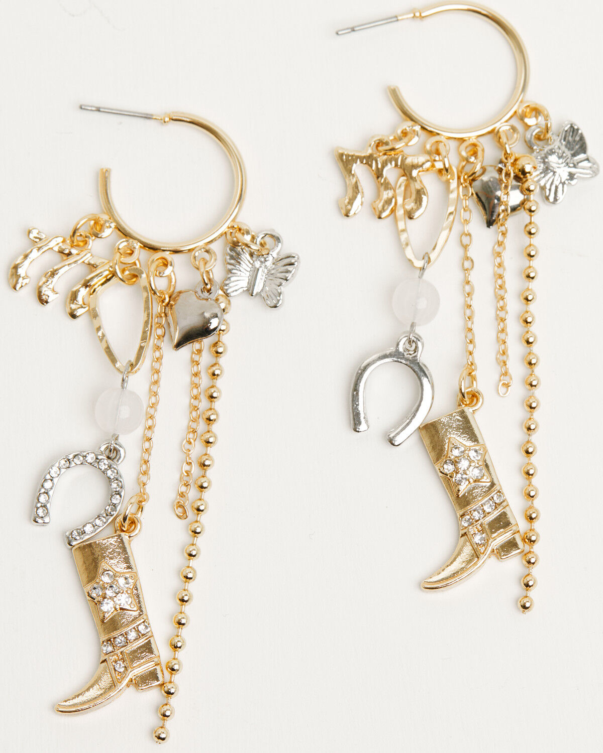 Image #1 - Shyanne Women's Charm Dangle Hoop Earrings, Gold, hi-res