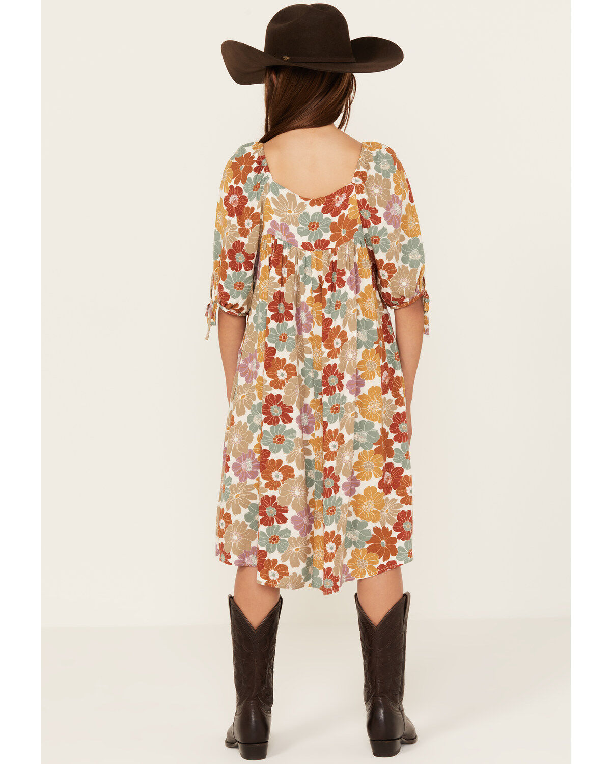 Image #4 - Hayden LA Girls' Floral Midi Dress, Mustard, hi-res