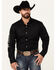 Image #1 - RANK 45® Men's Solid Performance Twill Logo Long Sleeve Button-Down Western Shirt, Black, hi-res