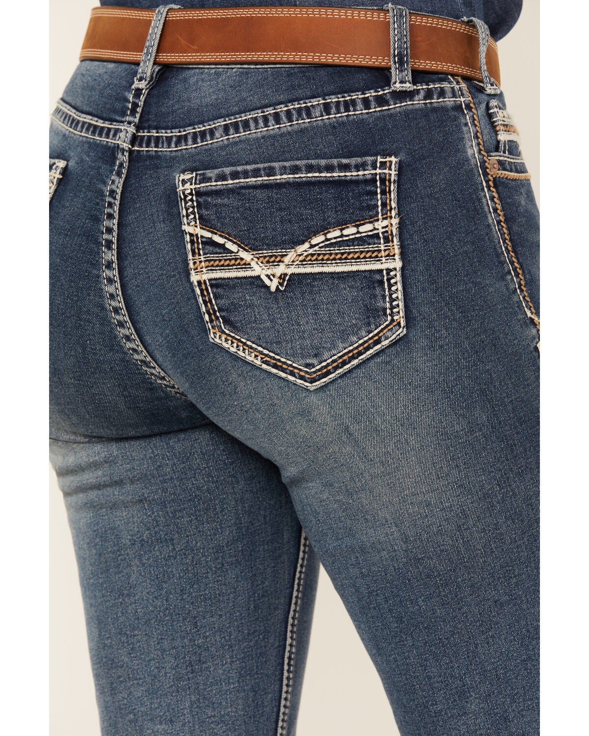 Image #3 - Rock & Roll Denim Women's Medium Wash Mid Rise Stretch Bootcut Jeans, , hi-res