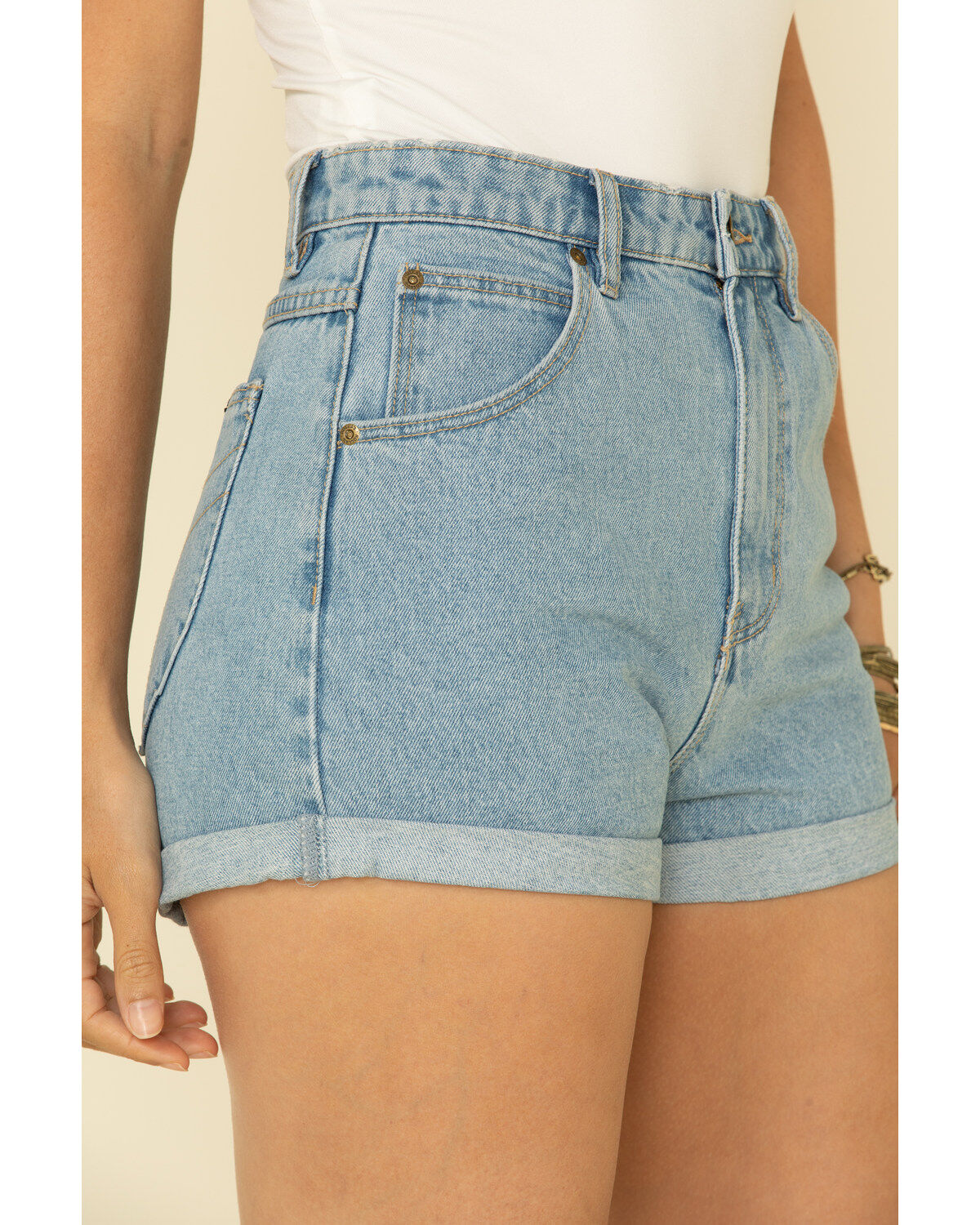 Image #4 - Rolla's Women's Light Wash Rolled Hem Duster Shorts, , hi-res
