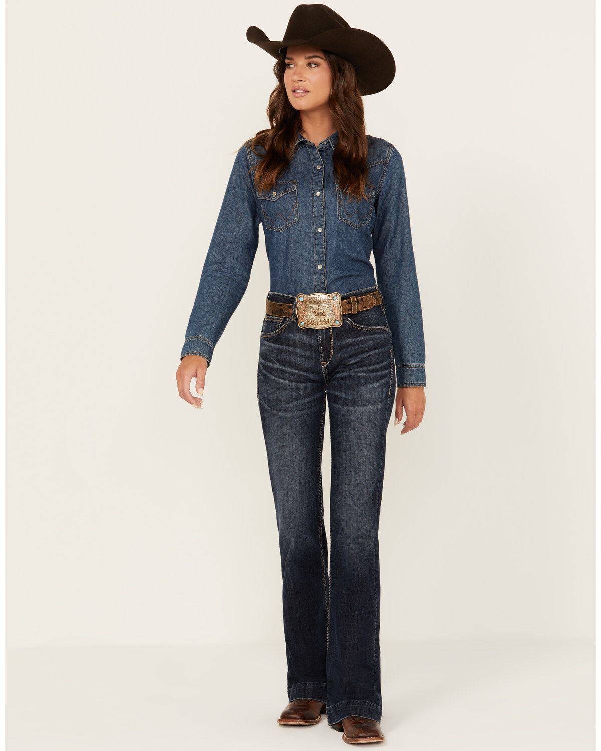 Image #1 - Ariat Women's Dark Wash High Rise Naz Slim Trouser Jeans, Dark Wash, hi-res