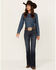 Image #1 - Ariat Women's Dark Wash High Rise Naz Slim Trouser Jeans, Dark Wash, hi-res