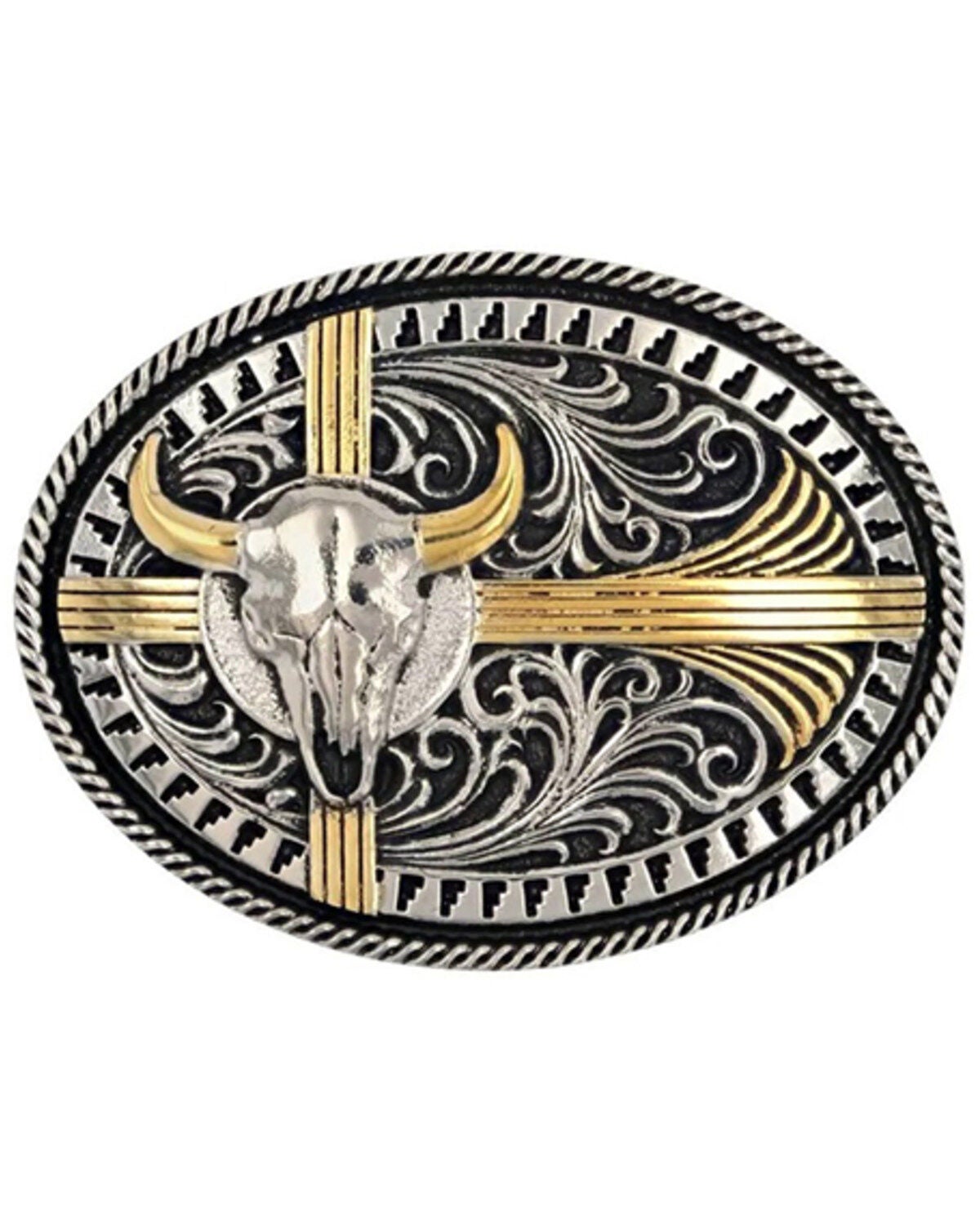 Montana Silversmiths Men's Southwest Sights Attitude Buckle, Silver, hi-res