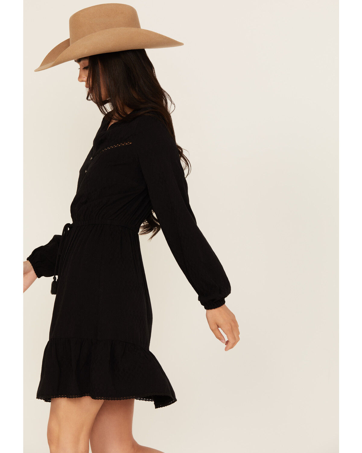 Image #3 - Idyllwind Women's Fitzpatrick Solid Long Sleeve Mini Dress, Black, hi-res