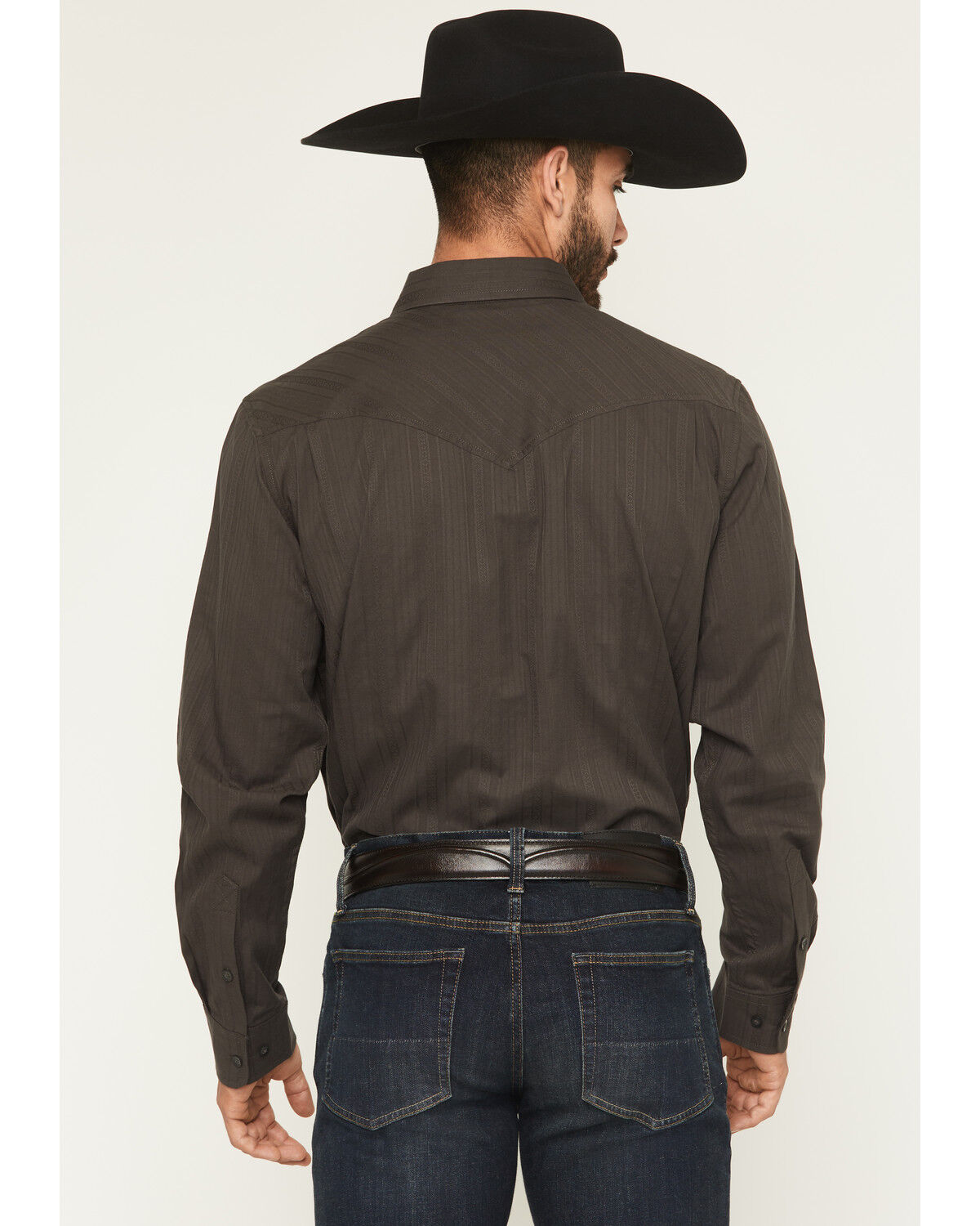 Image #4 - Cody James Black 1978™ Men's Cluny Tonal Striped Long Sleeve Button-Down Western Shirt, Charcoal, hi-res