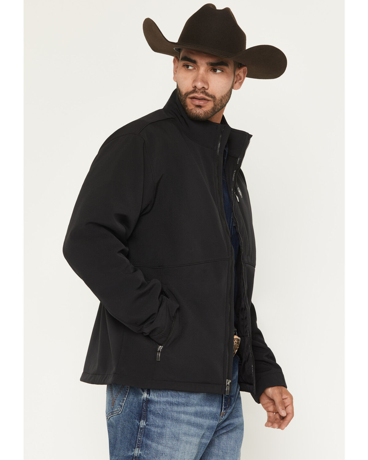 Image #2 - Ariat Men's Logo Concealed Carry Softshell Jacket, Black, hi-res