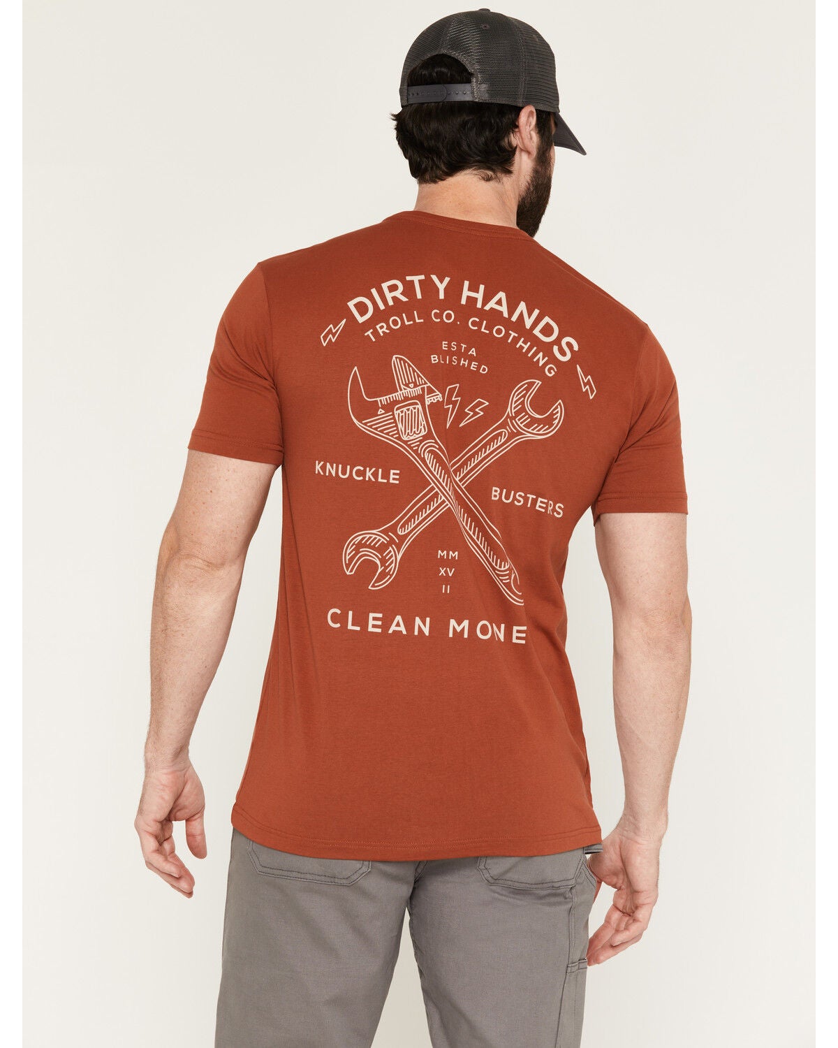 Troll Co Men's Twisting Wrenches Short Sleeve Graphic Work T-Shirt - Big, Red, hi-res
