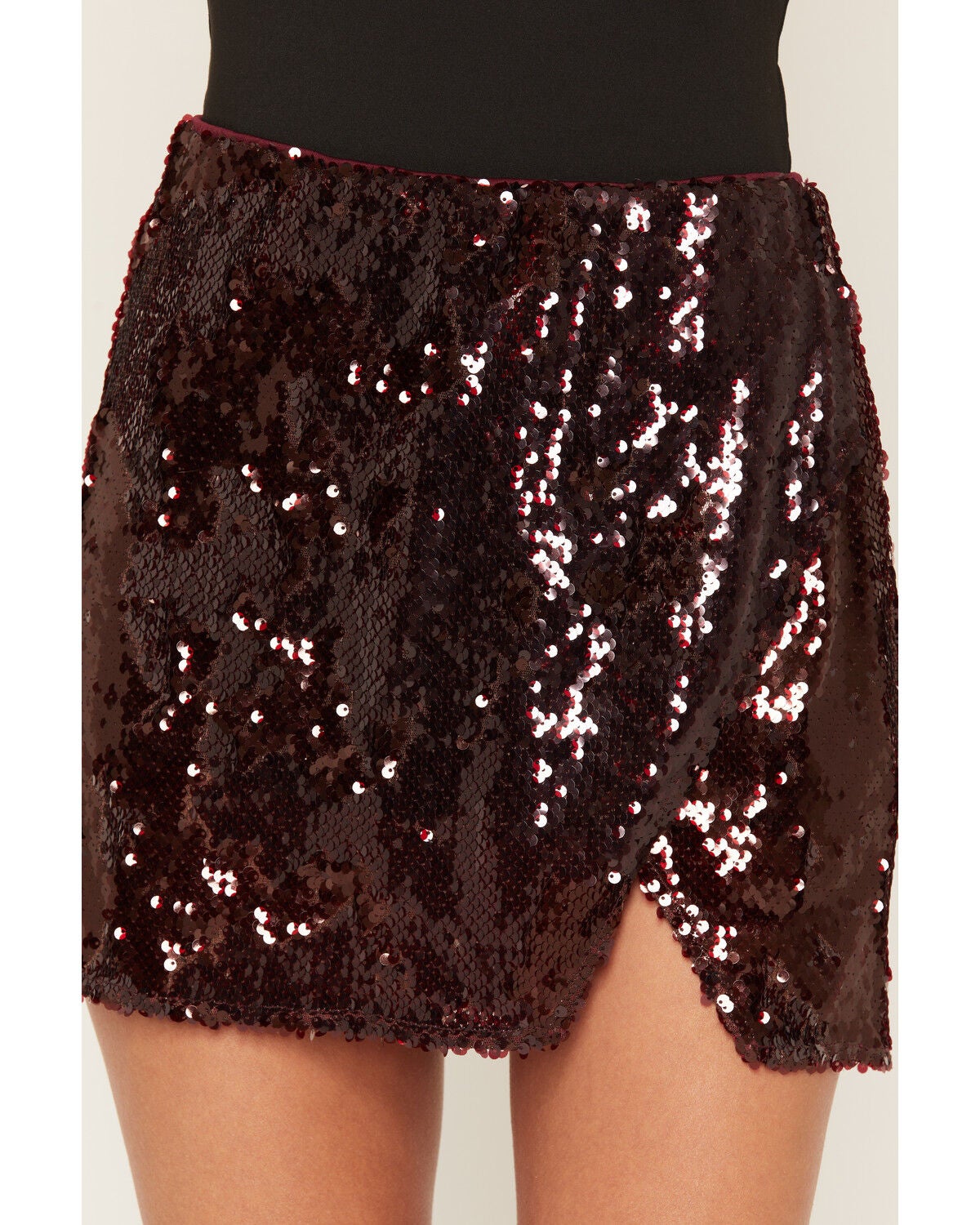 Image #2 - Show Me Your Mumu Women's Vera Sequins Mini Skort, Burgundy, hi-res