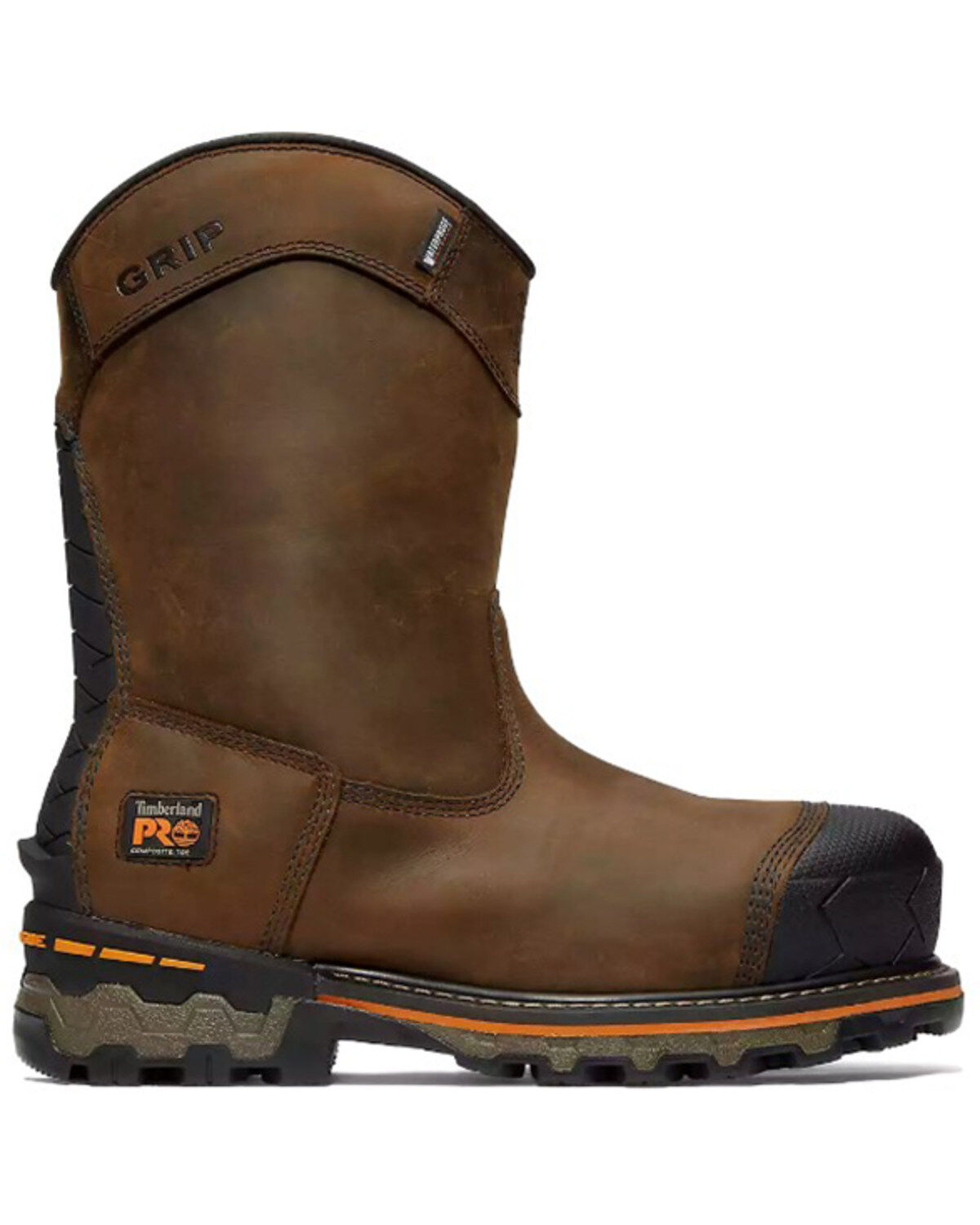 Image #2 - Timberland PRO Men's Boondock Pull-On Waterproof Insulated Work Boots - Composite Toe, Brown, hi-res
