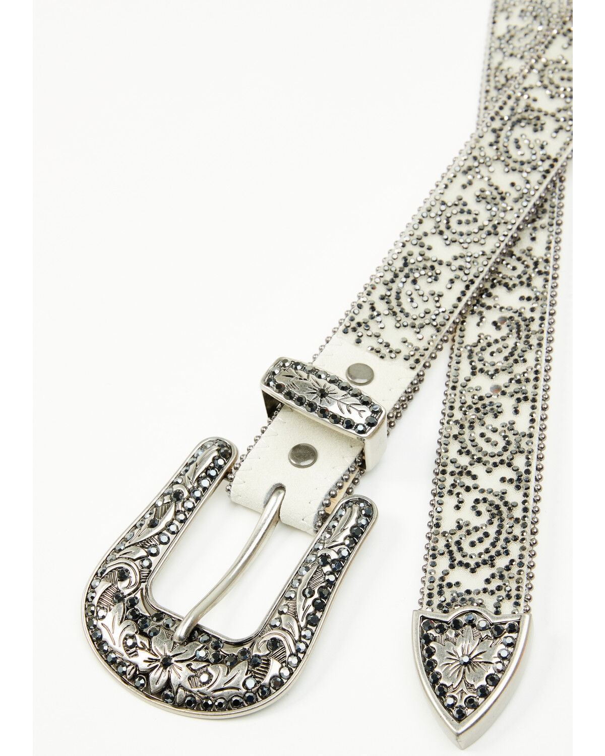Image #2 - Shyanne Women's Stasia Rhinestone Paisley Print Belt, White, hi-res