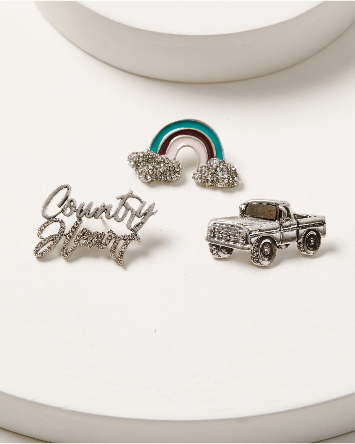 Image #1 - Lainey Wilson Women's Country Heart Pin Set - 3 Piece, Silver, hi-res