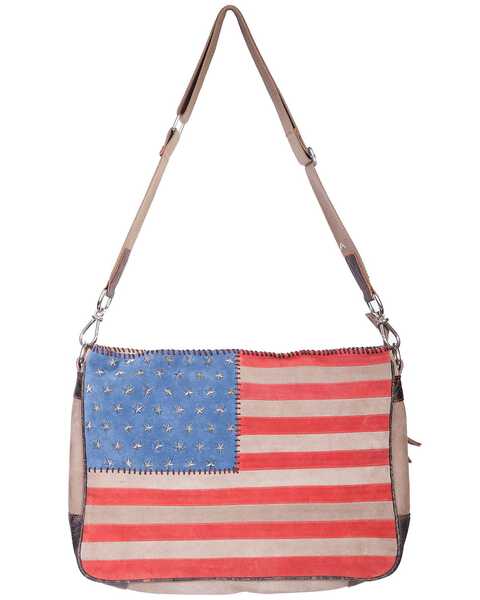 Scully Women's Suede American Flag Crossbody Bag, Patriotic, hi-res