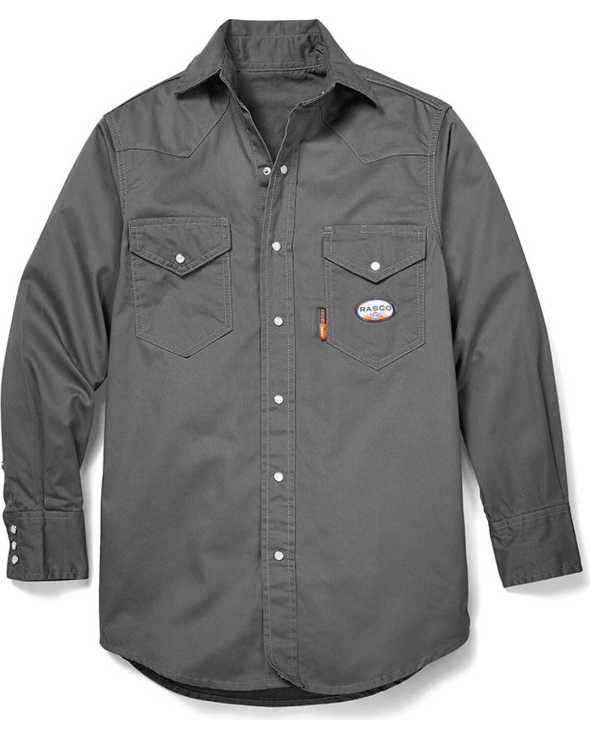 Rasco Men's FR Solid Lightweight Long Sleeve Pearl Snap Work Shirt, Grey, hi-res