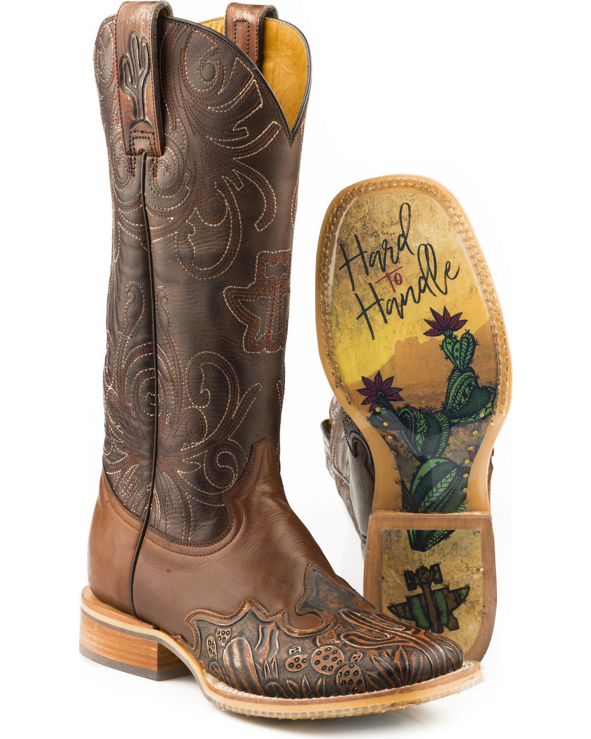 New Tin Haul Women's FEATHER PLUME COWBOY BOOTS w/ Peacock Sole Size 8 9 10 11 