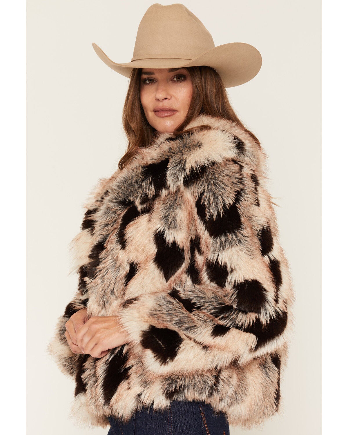 Image #2 - Azalea Wang Women's Amaya Faux Fur Jacket, Brown, hi-res