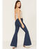 Rock & Roll Denim Women's Tiger Print High Rise Stretch Flare Jeans, Blue, hi-res