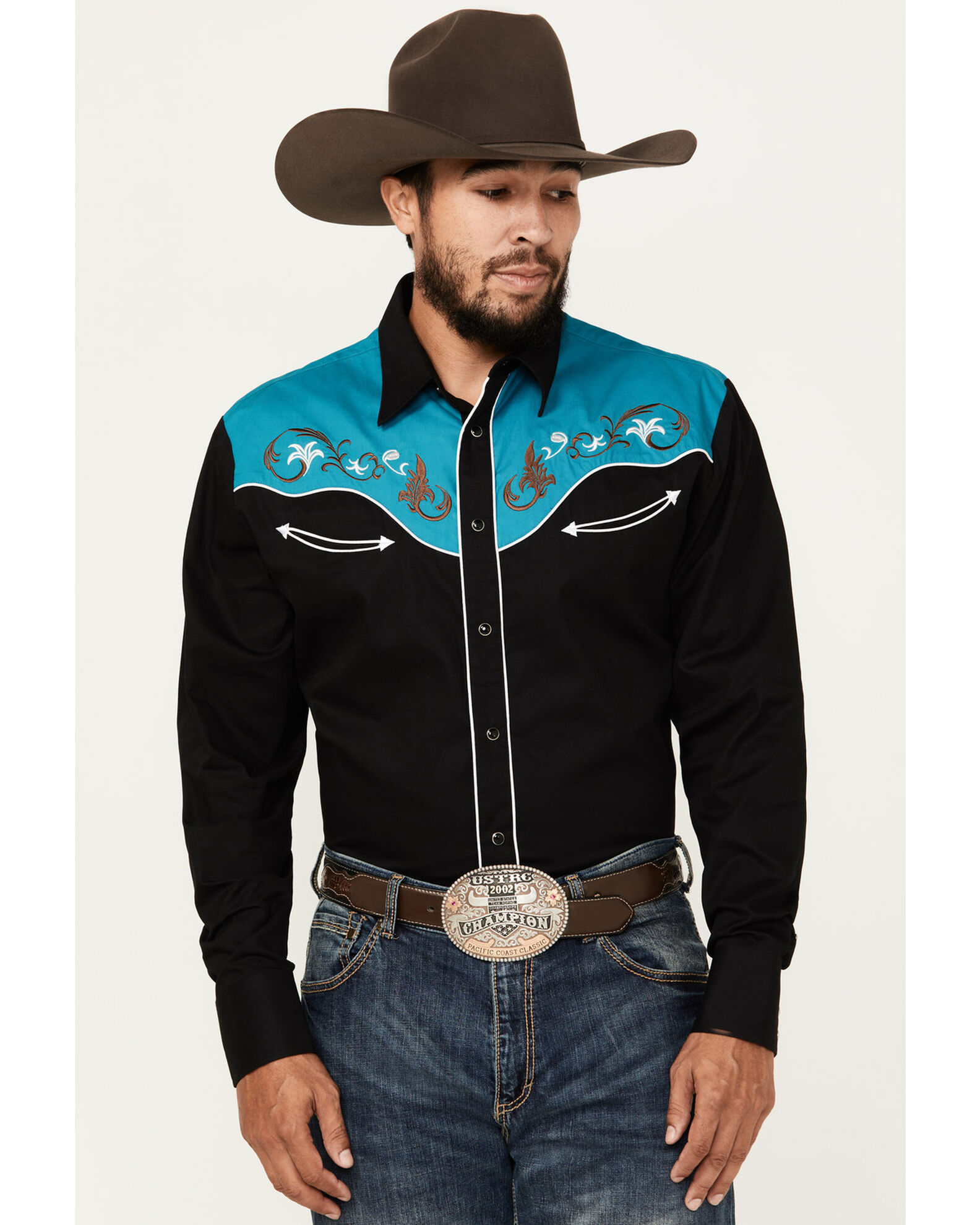 Product Name Rodeo Clothing Men s Embroidered Long Sleeve Snap Western Shirt