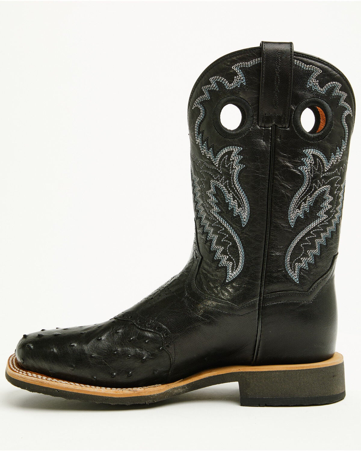 Image #3 - Dan Post Men's Exotic Full Quill Ostrich Martel Western Boots - Broad Square Toe, Black, hi-res