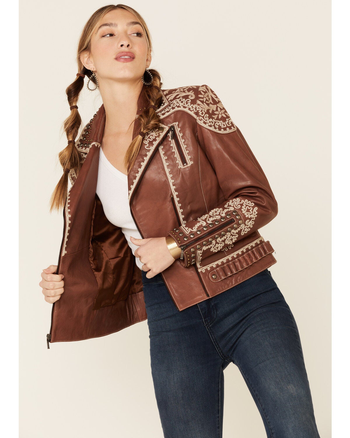 Brown Bandidas Leather Jacket | Boot Barn